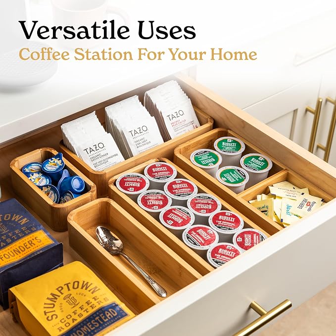 SMIRLY 5-Piece Bamboo Kitchen Drawer Organizer Set - Image 6