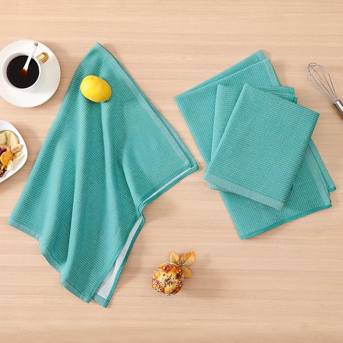 Homaxy Premium Kitchen Towels, Large Cotton Kitchen Hand Towels, Flat and Terry - Image 5