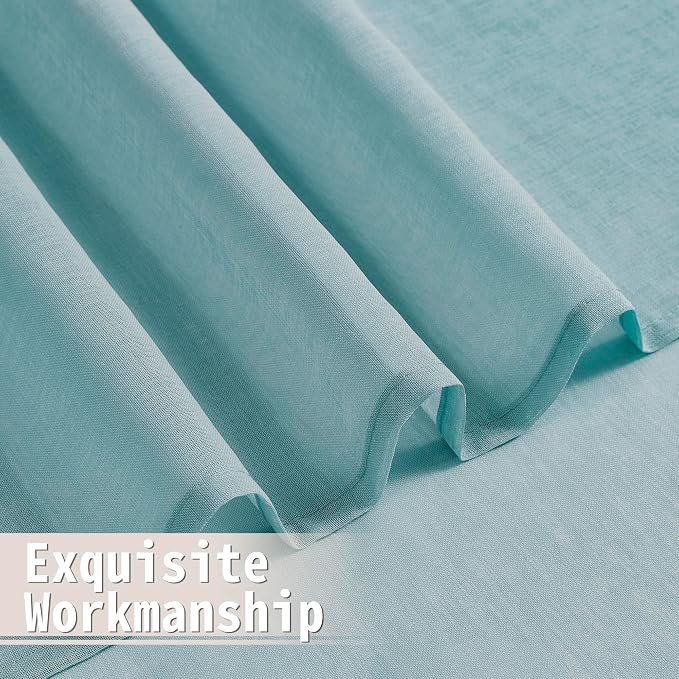 Tollpiz Short Sheer Door Curtain Closet Linen Textured Curtain Sheers Doorway - Image 8