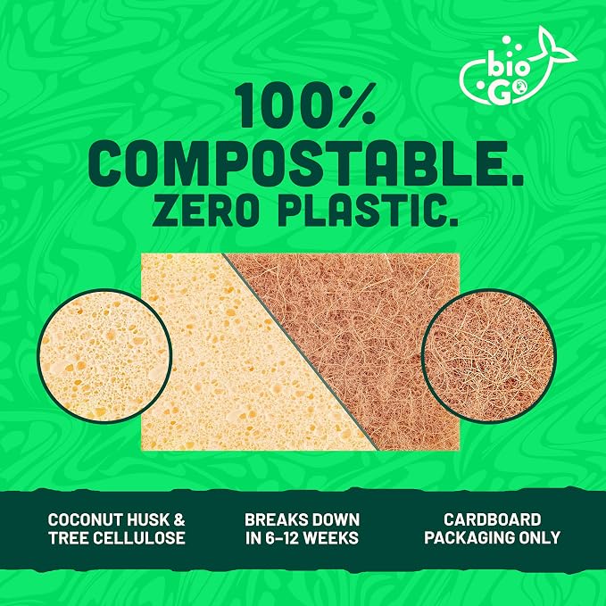 bioGo 12 Pack Biodegradable Kitchen Sponges - Image 3