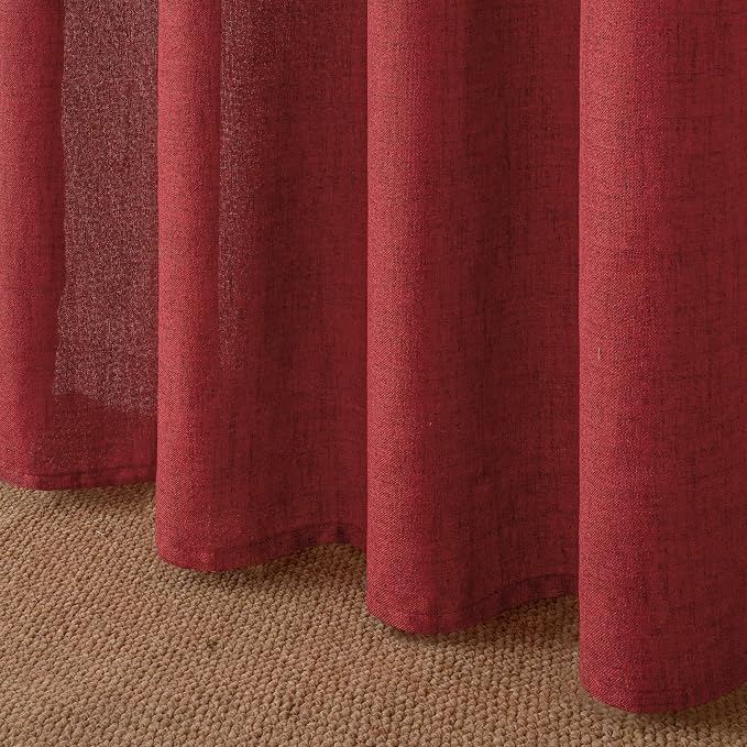 YoungsTex Red Linen Curtains 80 Inch Length - Image 8