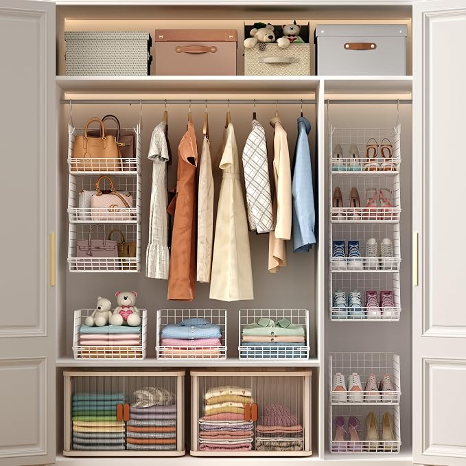 X-cosrack 4 Tier Closet Hanging Organizer, Foldable Closet Shelving - Image 4