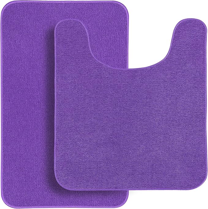 Bathroom Rugs Set 2 Pieces, Thin Bathroom Mats, Toilet Rugs, Quick Dry by BosapDirect