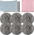 6pcs Stainless Steel Scrubber 2pcs Heavy Duty Scrub Sponges 1pcs Dish Clean by Docduet