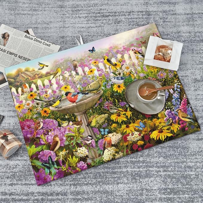 Spring Colorful Birds flowers butterfly Absorbent Microfiber Xl Dish Drying Mat - Image 8