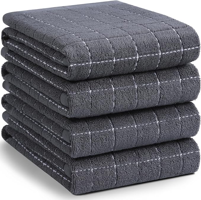 Homaxy 100% Cotton Terry Kitchen Towels, Checkered Designed, Soft and Super by Homaxy