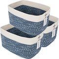 White and Blue Cotton Rope storage Basket Bins Woven Basket by XUANGUO