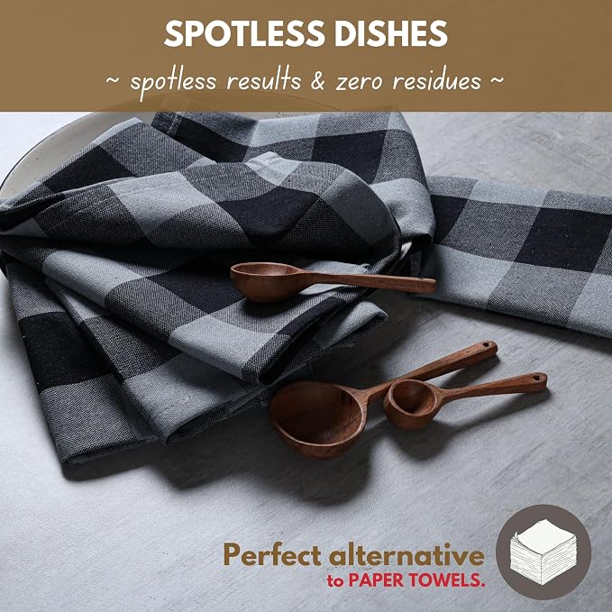 Native Fab Buffalo Check Kitchen Dish Towels, 4 Pack, Washable 16"x26" - Image 5