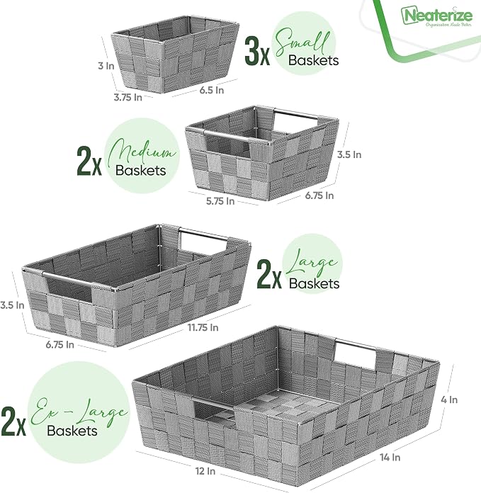Baskets For Organizing Set Of 9 Dark Grey - Image 2
