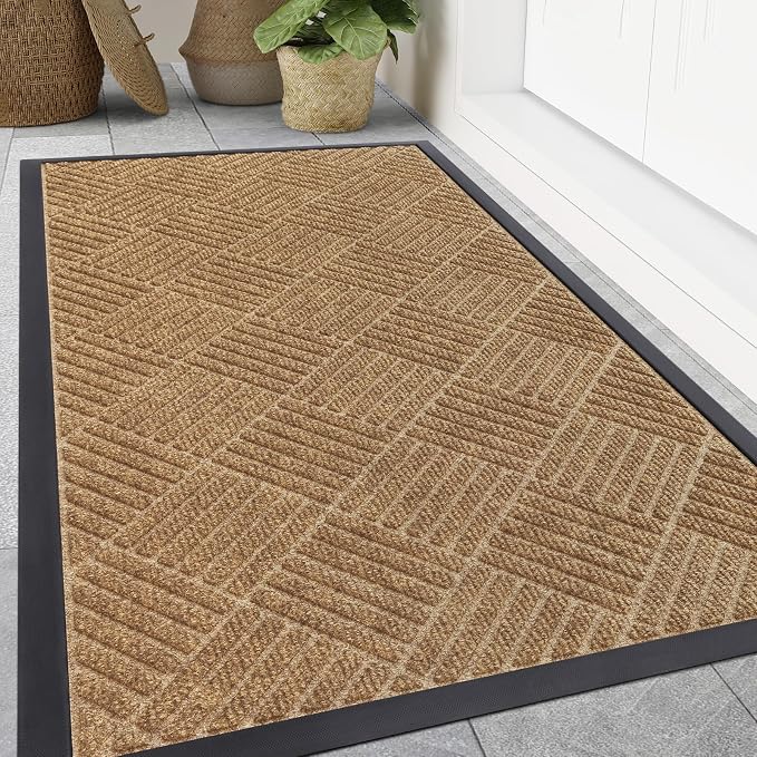Smiry Front Door Mat Outside Entrance, Heavy Duty Outdoor Indoor Natural Rubber by Smiry