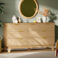 Fluted Dresser with 7 Drawers, Wooden Dresser TV Stand, Wood Closet Clothes by Xixini