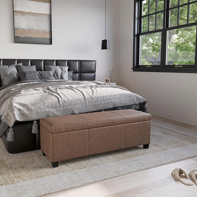 BELLEZE Storage Faux Leather Ottoman, 47 Inch Bench Bedroom Bench - Image 7