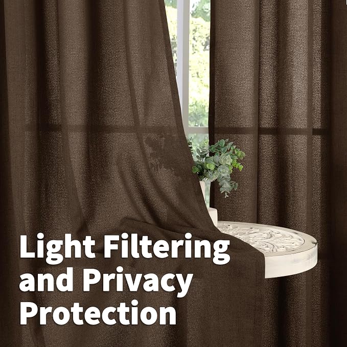 YoungsTex Brown Linen Curtains 45 Inches Long - Image 3