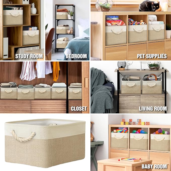 SIMPLE HOUSEWARE Large Fabric Storage Bin, 15.7" x 12" - Image 8