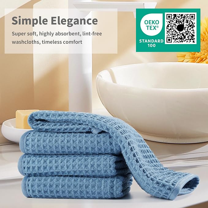 Microfiber Waffle Face Towels, 2 Pieces, Fast Drying, Lint Free - Image 6