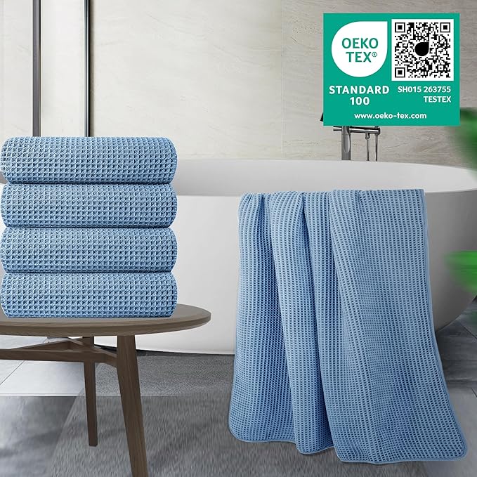 POLYTE Microfiber Oversize Quick Dry Lint Free Bath Towel, 60 x 30 in, 4 Pack - Image 5