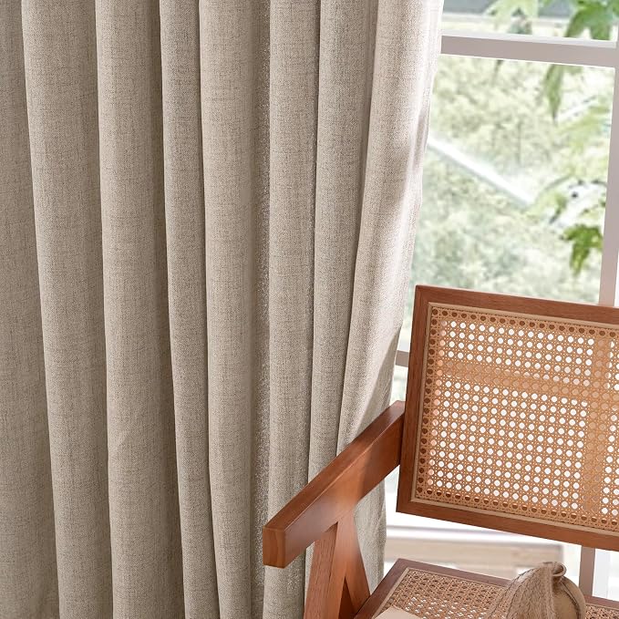 YoungsTex Linen Semi Sheer Curtains 95 Inches Long 2 Panels - Image 7