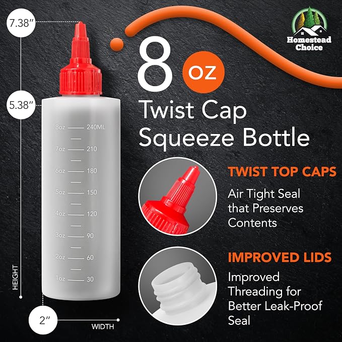 6-pack Plastic Squeeze Bottles for Sauces - 8oz Condiment Squeeze Bottles for - Image 2