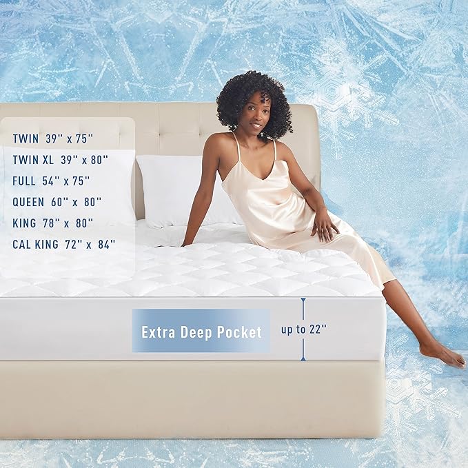 Sunflower Cooling Quilted California King Mattress Protector, Mattress Pad Cal - Image 5