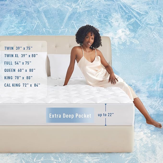 Sunflower Cooling Quilted Twin Mattress Protector, Mattress Pad Twin Chill Soft - Image 5