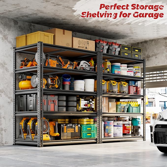 72"H Storage Shelves heavy duty, 2000LBS Garage Shelving, 5 Tier Metal Shelving - Image 5
