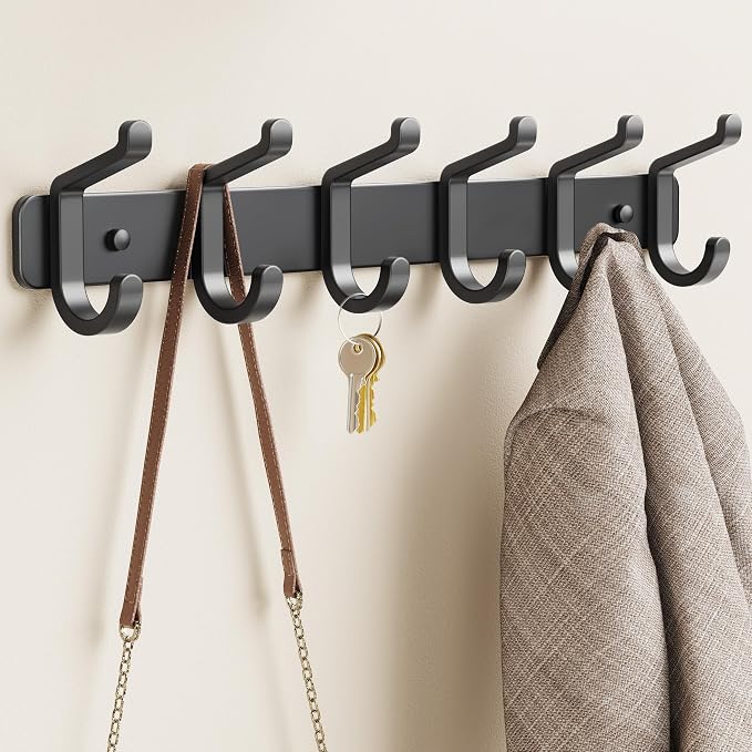 Coat Rack Wall Mounted Heavy-Duty: Metal Coat Hanger 6 Hooks - Image 9
