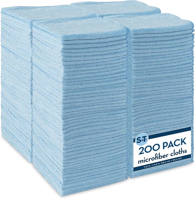 S&T INC. 200 Pack Microfiber Cleaning Cloth, Bulk Towels by STINC