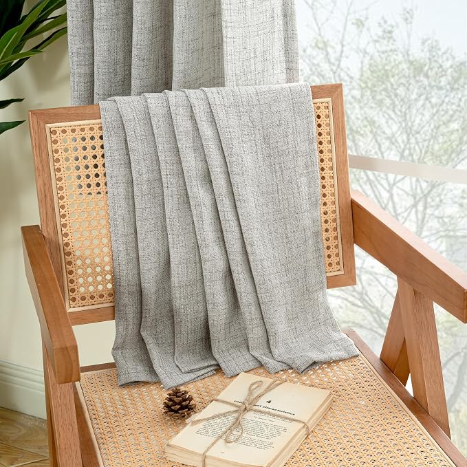 YoungsTex Dark Grey Linen Curtains 95 Inch Length - Image 7