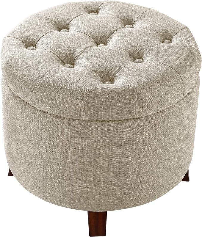 Amazon Basics Round Linen Ottoman - Image 4