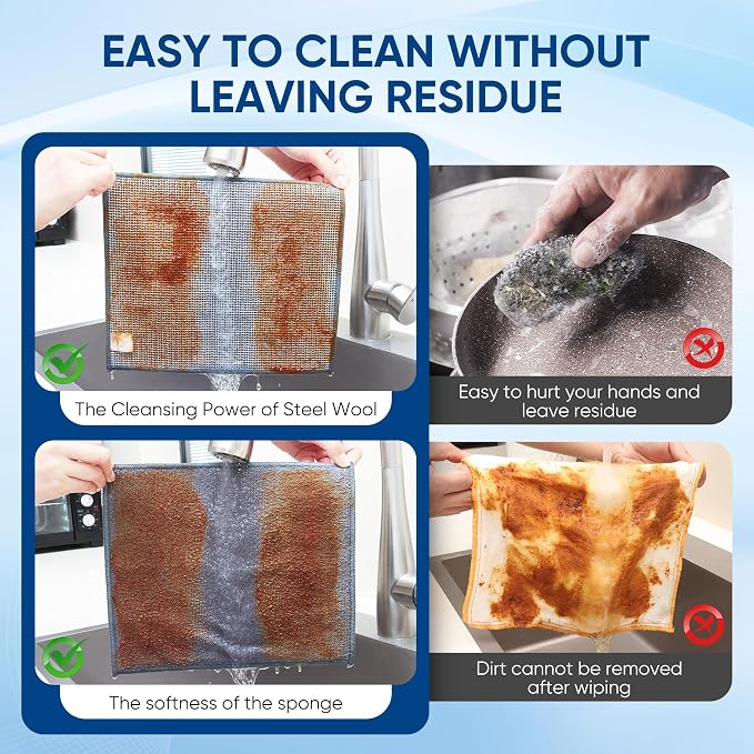 Forggon10 Pcs New Upgrade 2-Layer Non Scratch Wire Dishcloth, Wire Dishwashing - Image 3