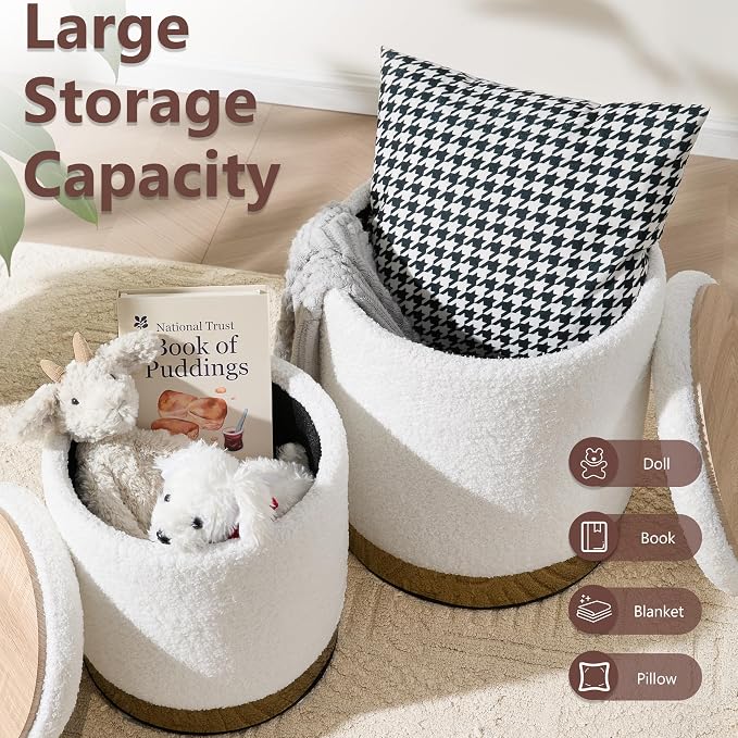 Royal Windsor Boucle Round Ottoman - Image 4