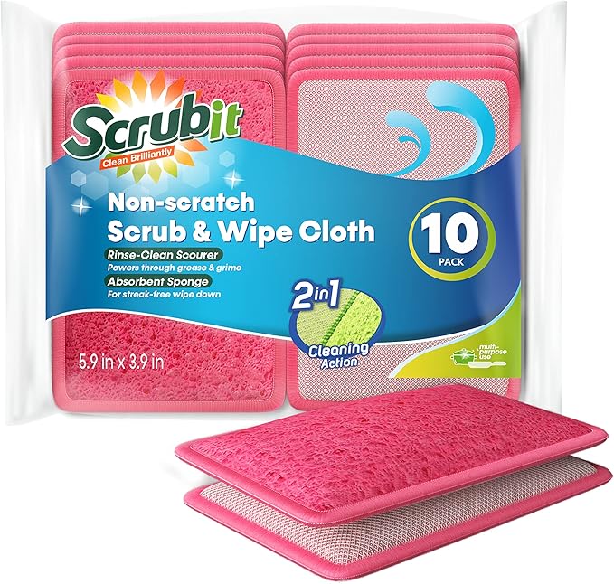 Scrub and Wipe Scrubbing Pads – SCRUBIT Dual Sided Scouring Pad and Sponge by SCRUBIT