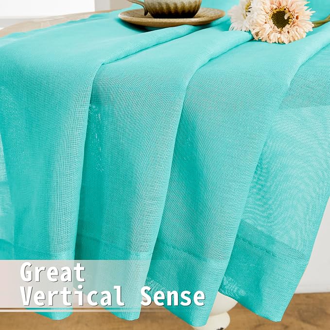 Tollpiz Sheer Door Curtains Closet Linen Textured Curtains Sheer Doorway Light - Image 6