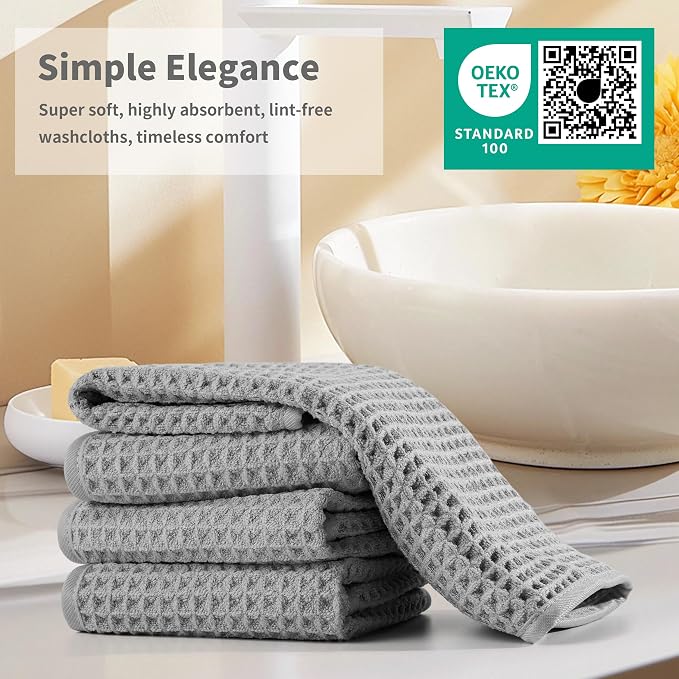 Microfiber Waffle Face Towels, 2 Pieces, Fast Drying, Lint Free - Image 6