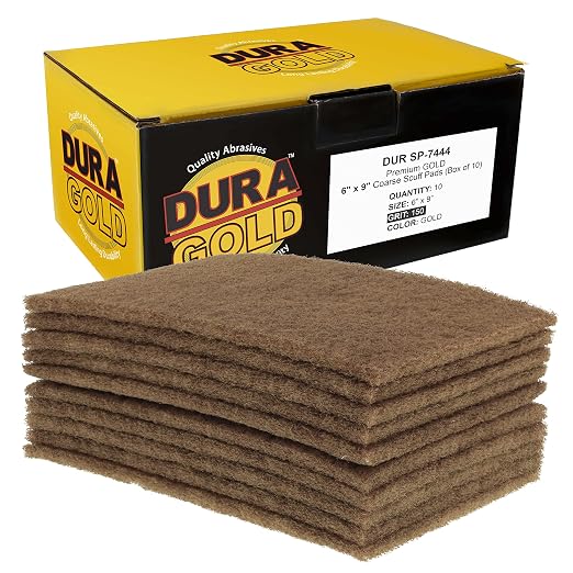 Dura-Gold Premium 6" x 9" Gold Coarse Scuff Pads, Box of 10 by Dura-Gold