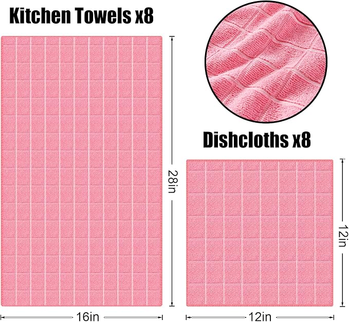 Homaxy Microfiber Kitchen Towels and Dishcloths Set, 16 Pack Soft and Absorbent - Image 6