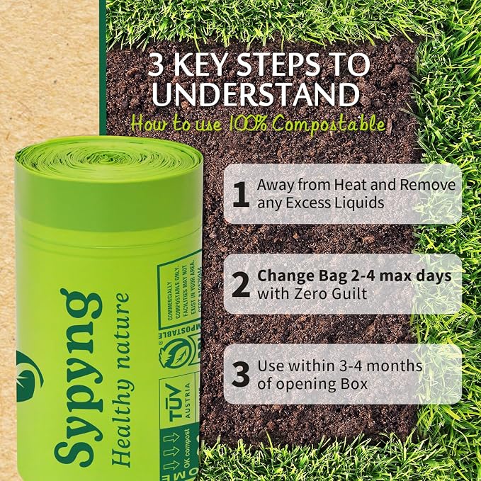 13-17 Gallon Compostable Trash Bags Heavy-Duty & Durable, 1.1 Mil Thick | 100% - Image 5