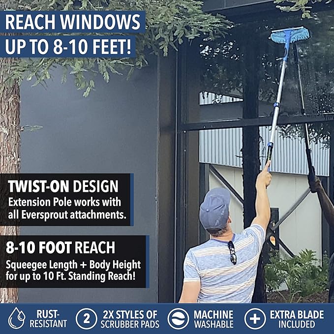 EVERSPROUT 1.5-to-3 Foot Swivel Squeegee and Microfiber Window Scrubber | - Image 5