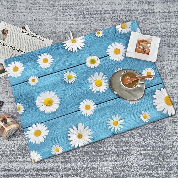 Daisies On Vintage Blue Wood Dish Drying Mats - Image 8