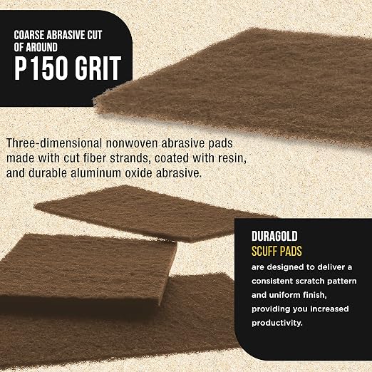 Dura-Gold Premium 6" x 9" Gold Coarse Scuff Pads, Box of 10 - Image 3