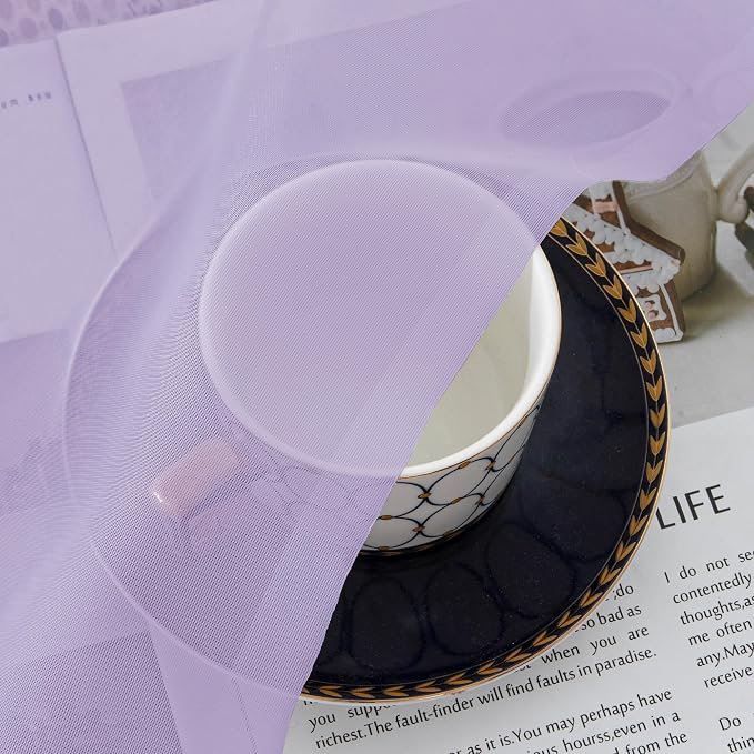Chyhomenyc Sheer Lilac Tier Curtains 24 Inch Length, Small Window Curtains - Image 8