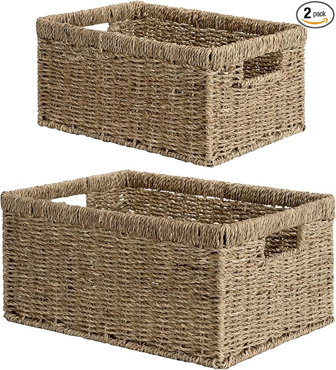 StorageWorks Wicker Storage Baskets, Large and Small Baskets, Handwoven by StorageWorks