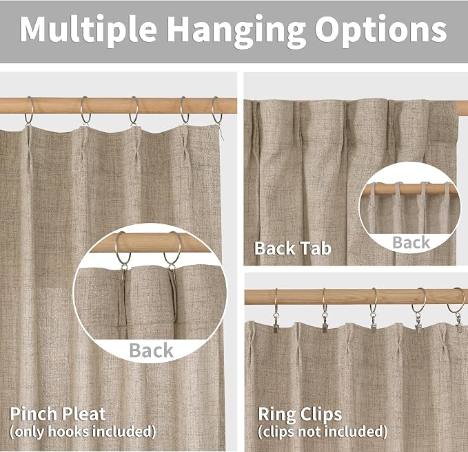 YoungsTex Oatmeal Linen Curtains 36 Inch Length - Image 6