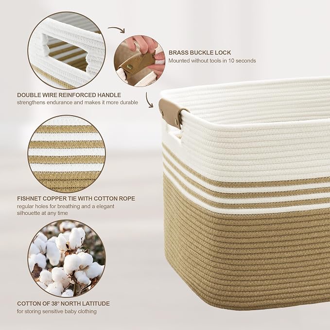 72L Large Laundry Basket with Leather Handles - Image 5