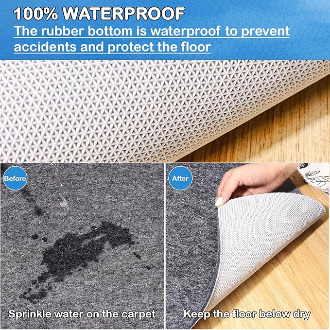 Non-Slip Rug Pads 5X 3 ft, 100% Waterproof Extra Large Area Rugs Non Skid Rug - Image 4