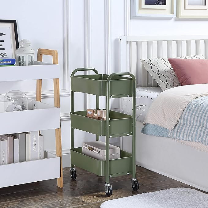 SunnyPoint 3-Tier Delicate Compact Rolling Metal Storage Organizer - Image 3
