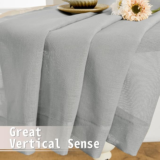 Tollpiz Short Sheer Door Curtain Closet Linen Textured Curtain Sheers Doorway - Image 6