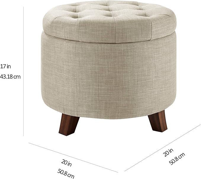 Amazon Basics Round Linen Ottoman - Image 3