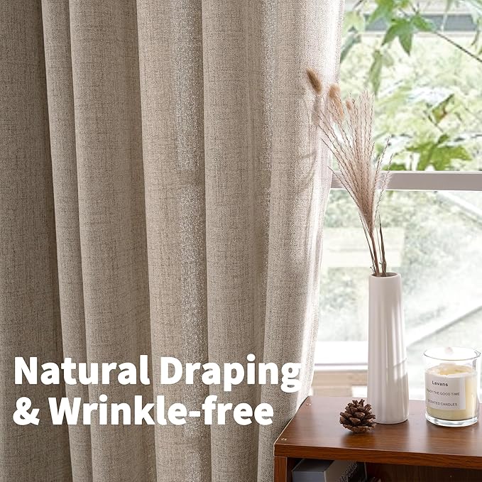 YoungsTex Dark Oatmeal Linen Curtains 78 Inch Length - Image 4