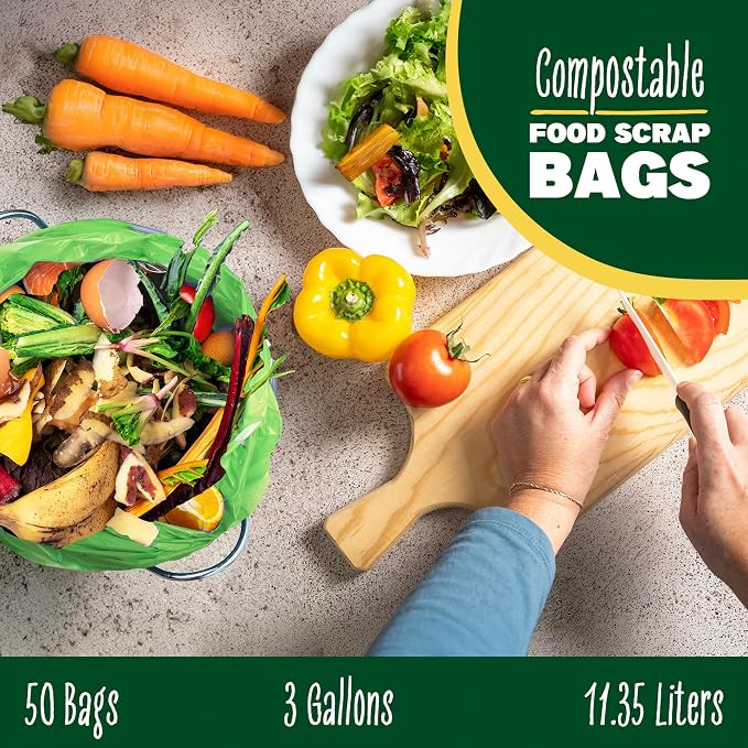 2.6-3 Gallon Compostable Trash Bags Drawstring 50 Bags Extra Thick 1 Mil 11.36 - Image 5
